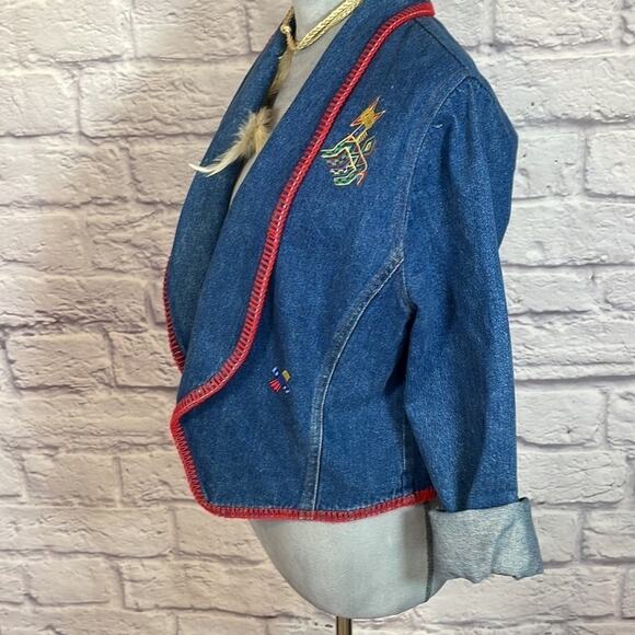 Vintage 90’s Rickie aztec embroidered denim jacket - Picture 4 of 7